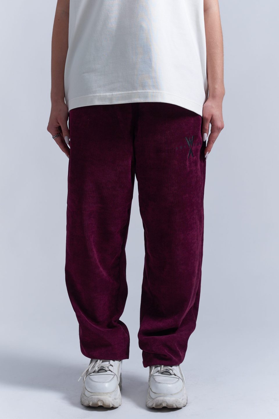 Spodnie Corduroy - bordowy sztruks