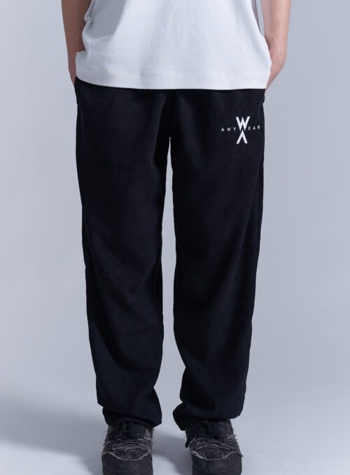 CORDUROY PANTS BLACK White Logo